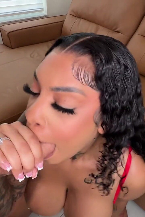 Thicc Ebony Queen Kia Takes Jmac's Bwc for Mouthful of Cum