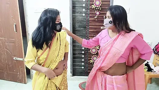 Hot Indian saree wear Desi step-sis lesbian sex when they alone at home xxx