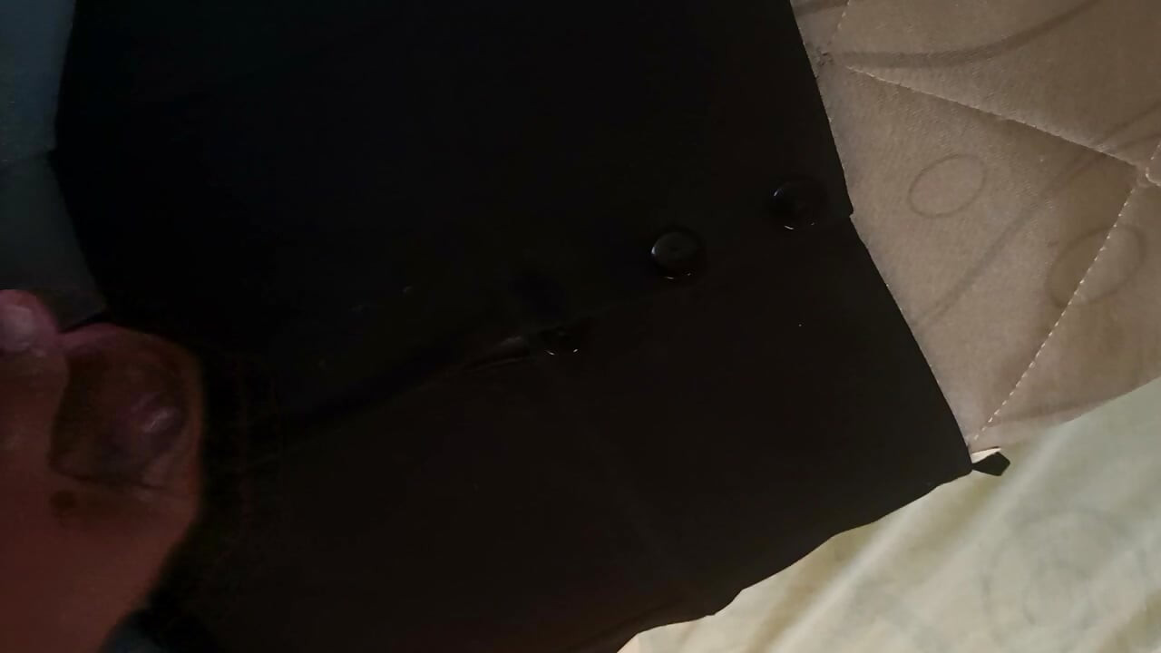 Cum cumshot on my girlfriend's skirt