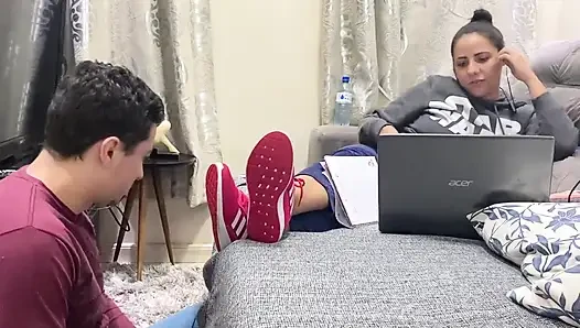 Kiffa Ignores Foot Slave While He Licks Her Sneakers Clean