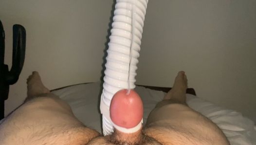 POV Small Penis Hugging, Shaking And Cumming With A Vacuum Cleaner Hose - Cumshot Explosion