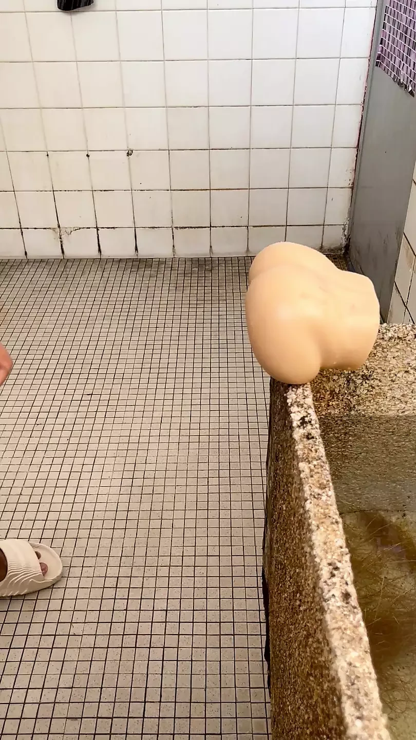 Fuck fake pussy in shower
