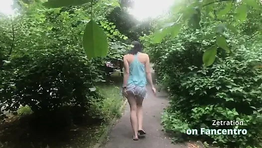 Gorgeous brunette naughty in your park without panties!