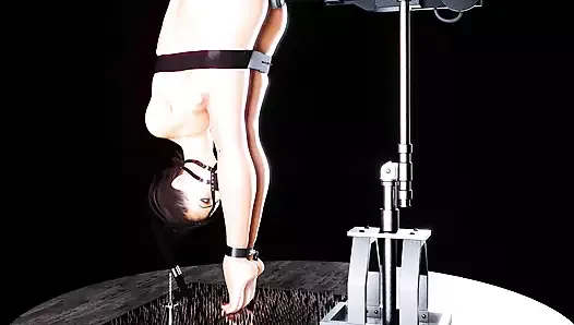 Un esclave bâillonné enchaîné, animation 3D de bondage BDSM
