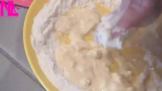 Making Dough for Pasta with My Bare Feet