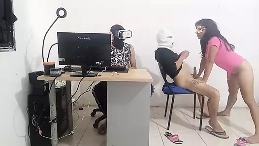 Stepbrother and stepsister fuck intensely while someone is playing next ...