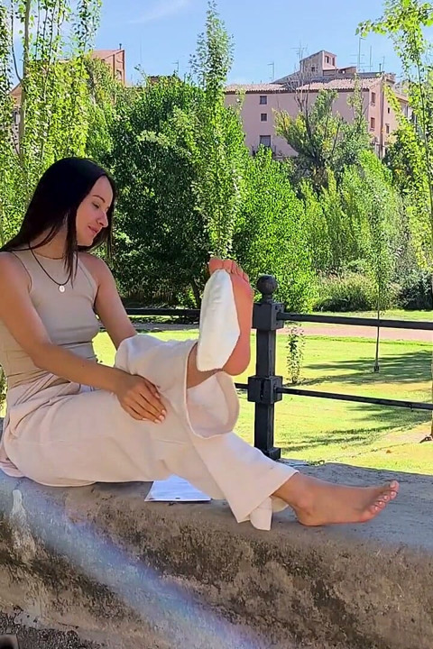 Inflating and Popping Them with Bare Feet Outdoors