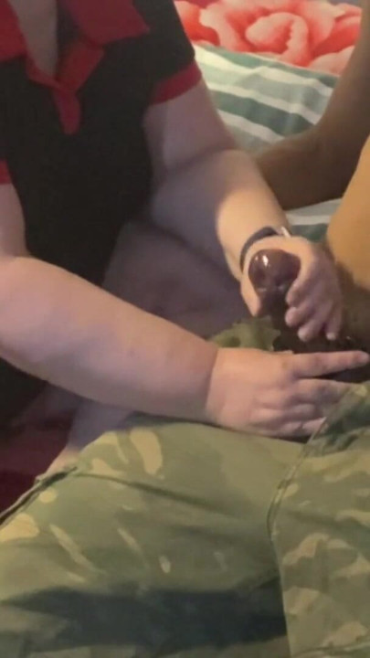 Gilf handjob BBC for cum load. | Clip 1