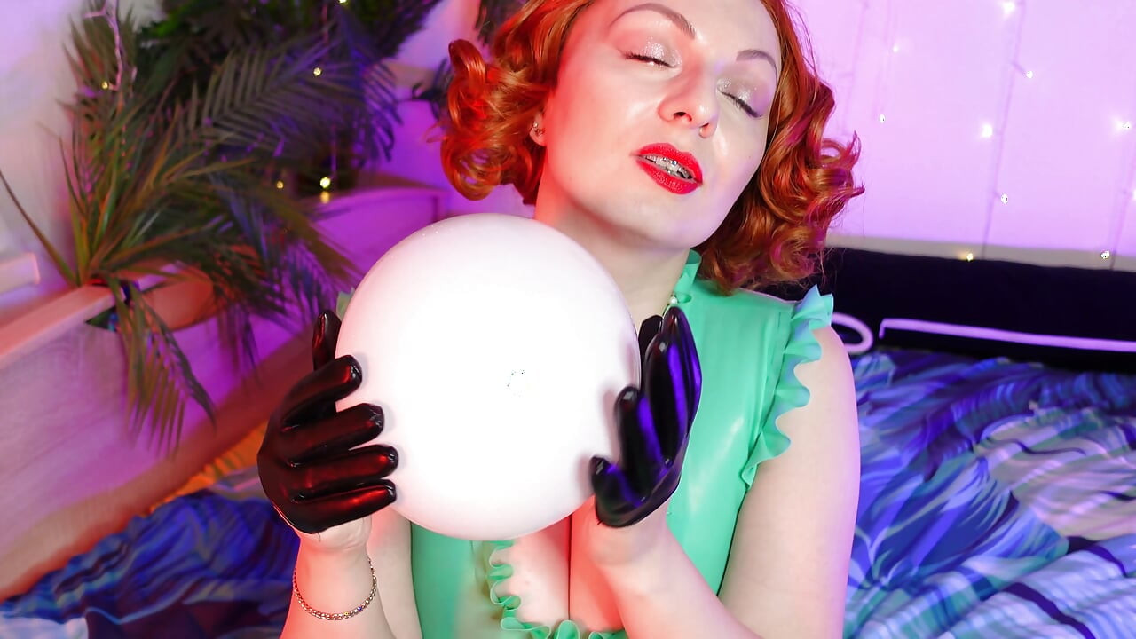Airballoon latex fetish video, femdom POV humiliation