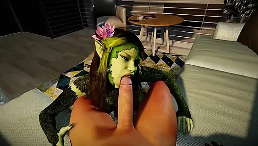 Sexy Dryad lutscht schwanz in pOV