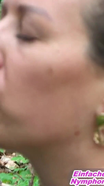 Chubby German milf having an outdoor blowjob in the woods with a stranger man | Clip 3