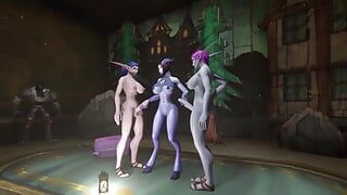 Des elfes futa font un trio avec une démoniaque sexy, double pénétration, parodie porno 3D