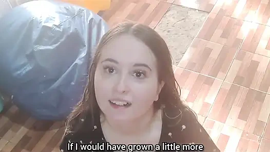 Du schaud also auf mich runter. Ich spreche schmutzig mit dir, ich gebe dir einen blowjob und ich masturbiere vor dir.