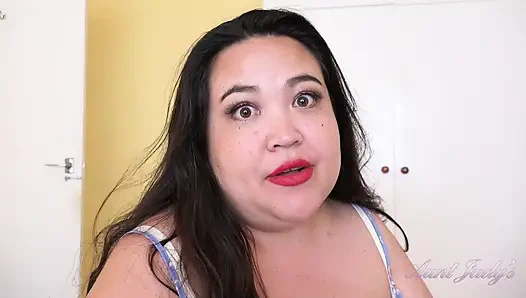 Auntjudys - tombul Asyalı orta yaşlı seksi ev sahibiniz Mimi seni külotunu çalarken yakalıyor