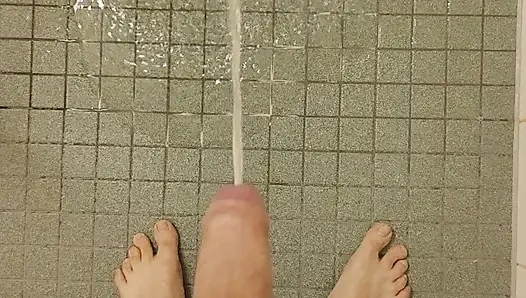 White Young Skinny Boy Under the Shower Piss and Cum