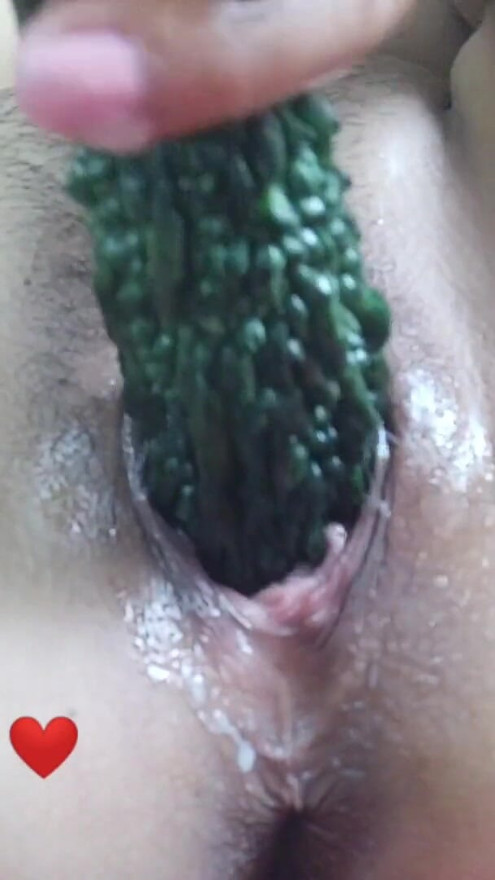 I am fingering and put vegetables Bitter Gourd inside my pussy. Nepali Divorced solo women Maya | Clip 1