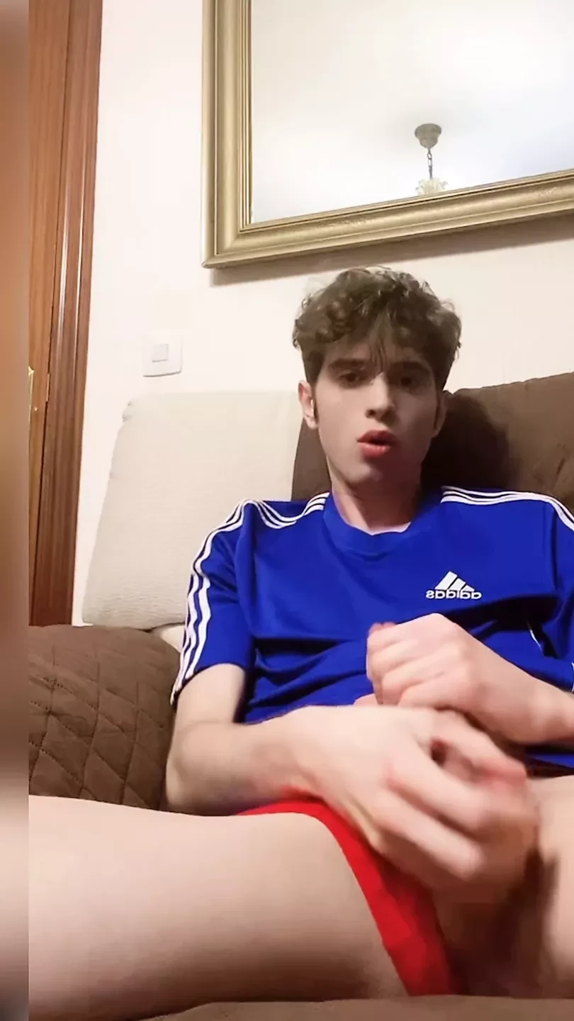 Young university boy with big cock masturbes after class