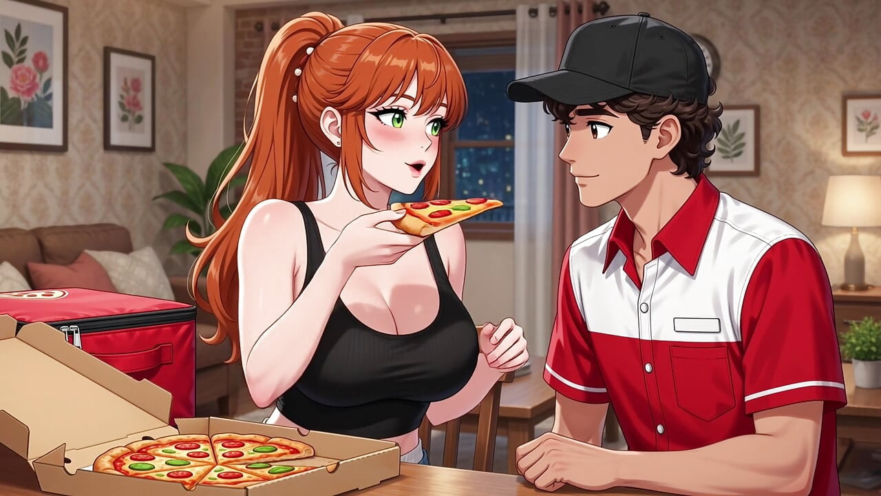 Kurier dihantar pizza dan memuaskan seorang awek