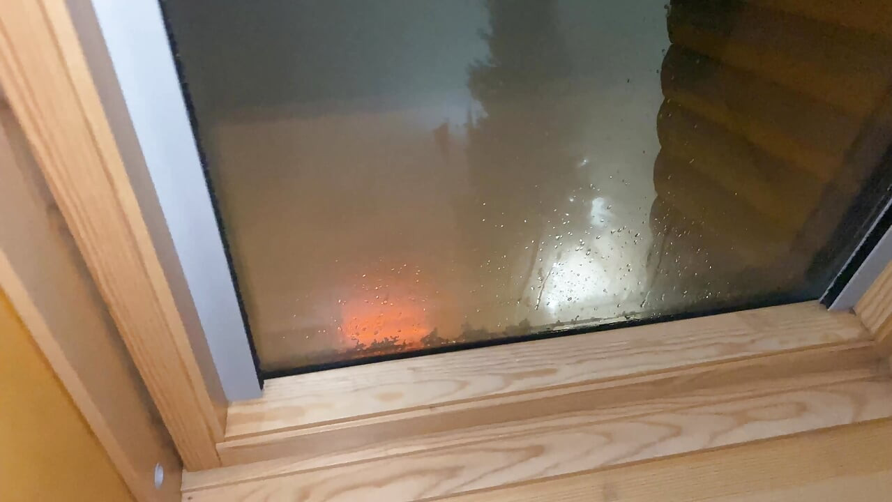 Cleaning lady was fucked during cleaning in front of the window, female cum