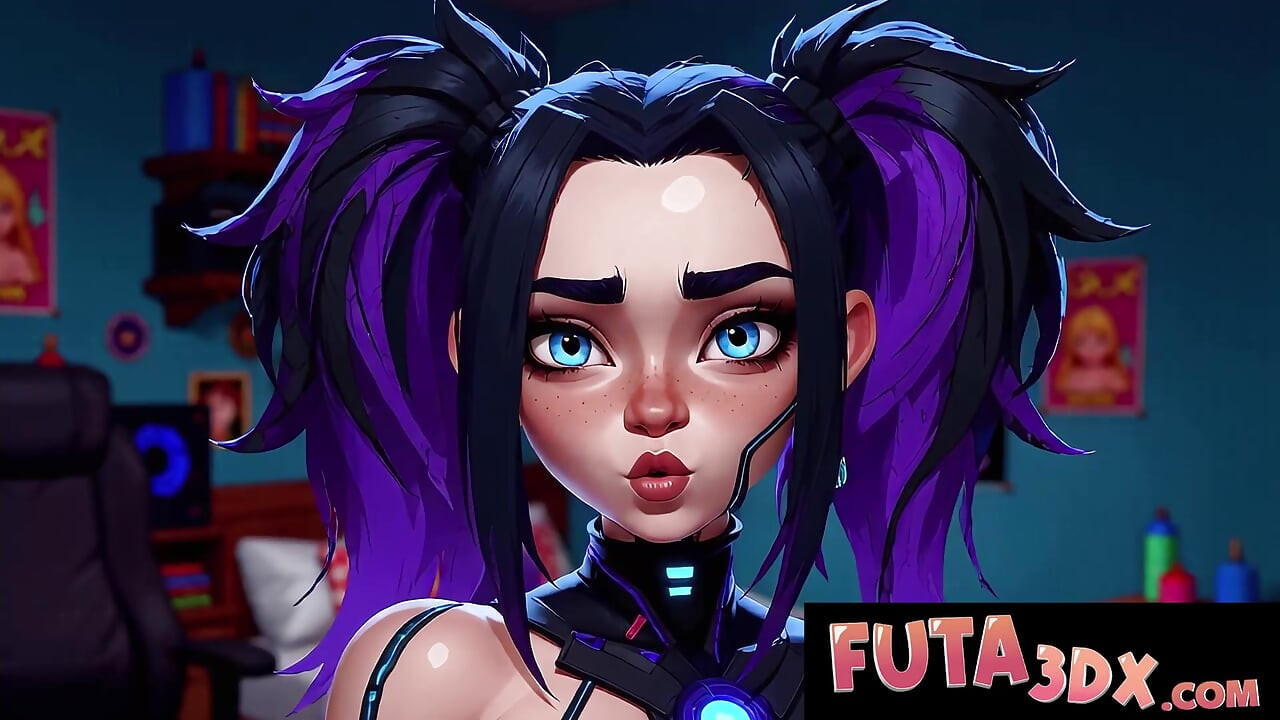 FUTA 3DX - Big Tit Goth Robot Deepthroat & Cowgirl