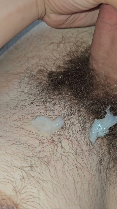 I cum my thick hairy cock | Clip 1