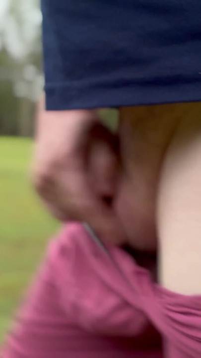 Must-see moment from "Straight guy goes for a walk in his tight purple dick flash."