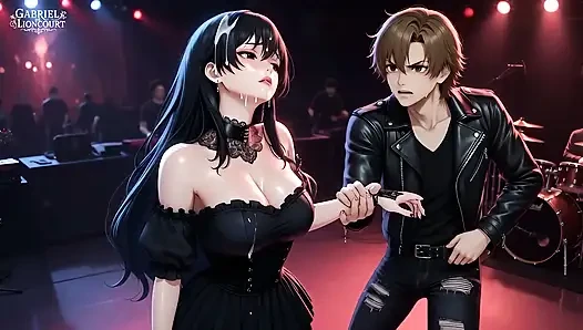 Goth Girl Fan Fucks Rockstar Backstage  - Hentai