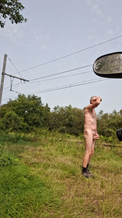 exhibitionist grandpa naked cruising public outdoor cumshot | Clip 1