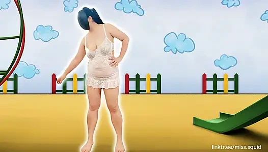 Miss Squid Exercises In White Lingerie