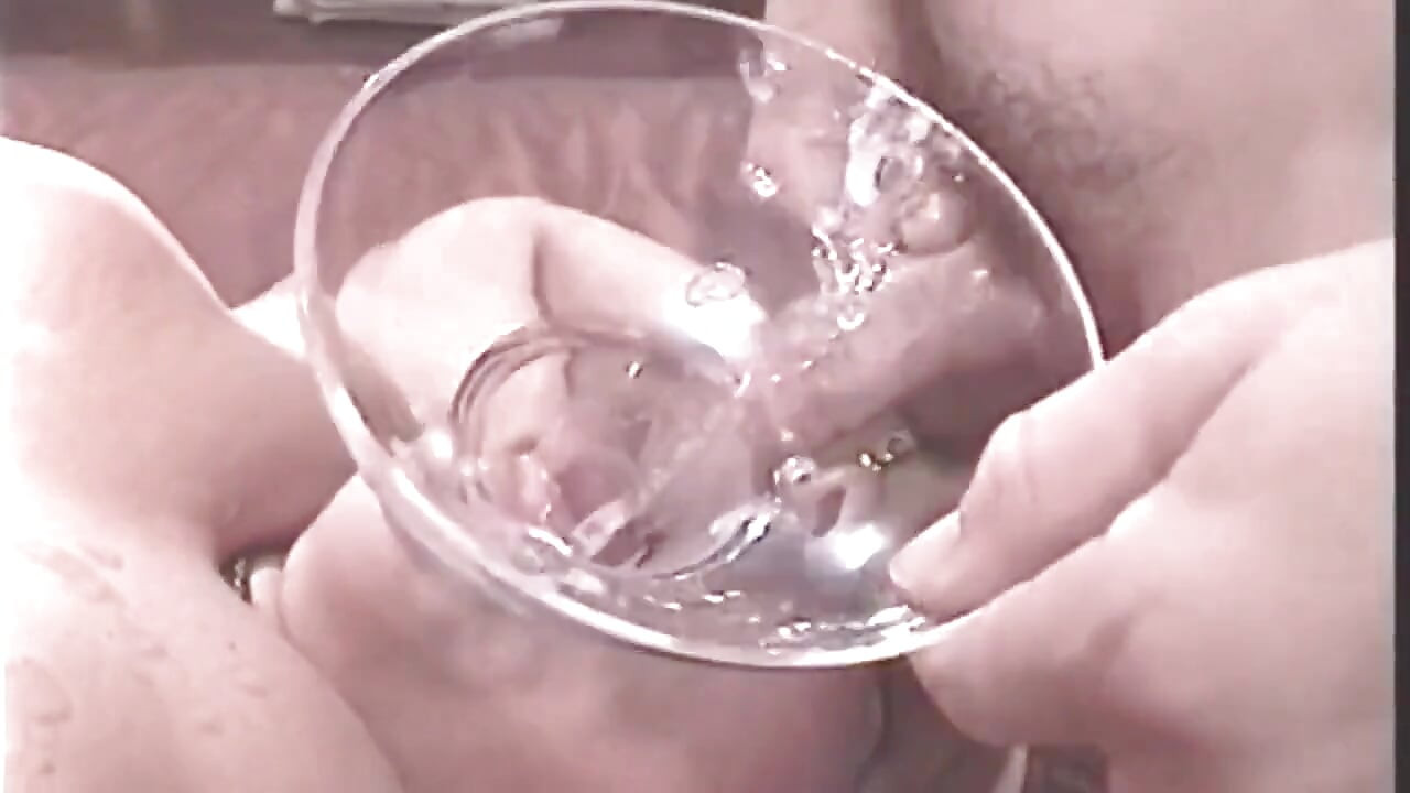 Brunette MILF Catches Thick Cum Load in Glass