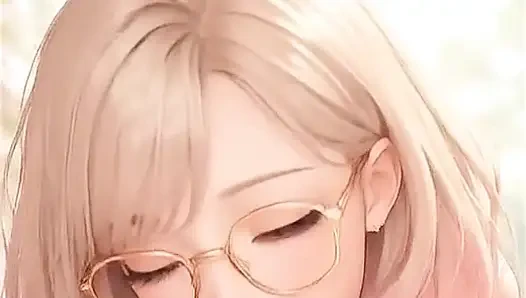 Blowjob gadis kutu buku anime AI dan muncrat di mulut