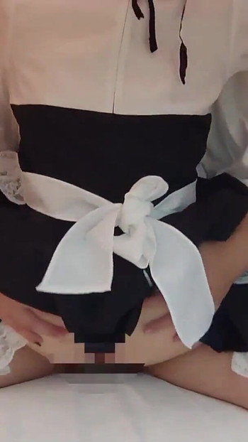 Key moment from "Cute maid's cosplay If you thrust up from below, your pussy will break Amateur photography blowjob"