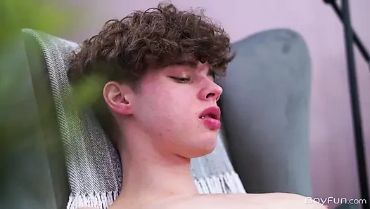 Hot college frat boy drenches himself in cum