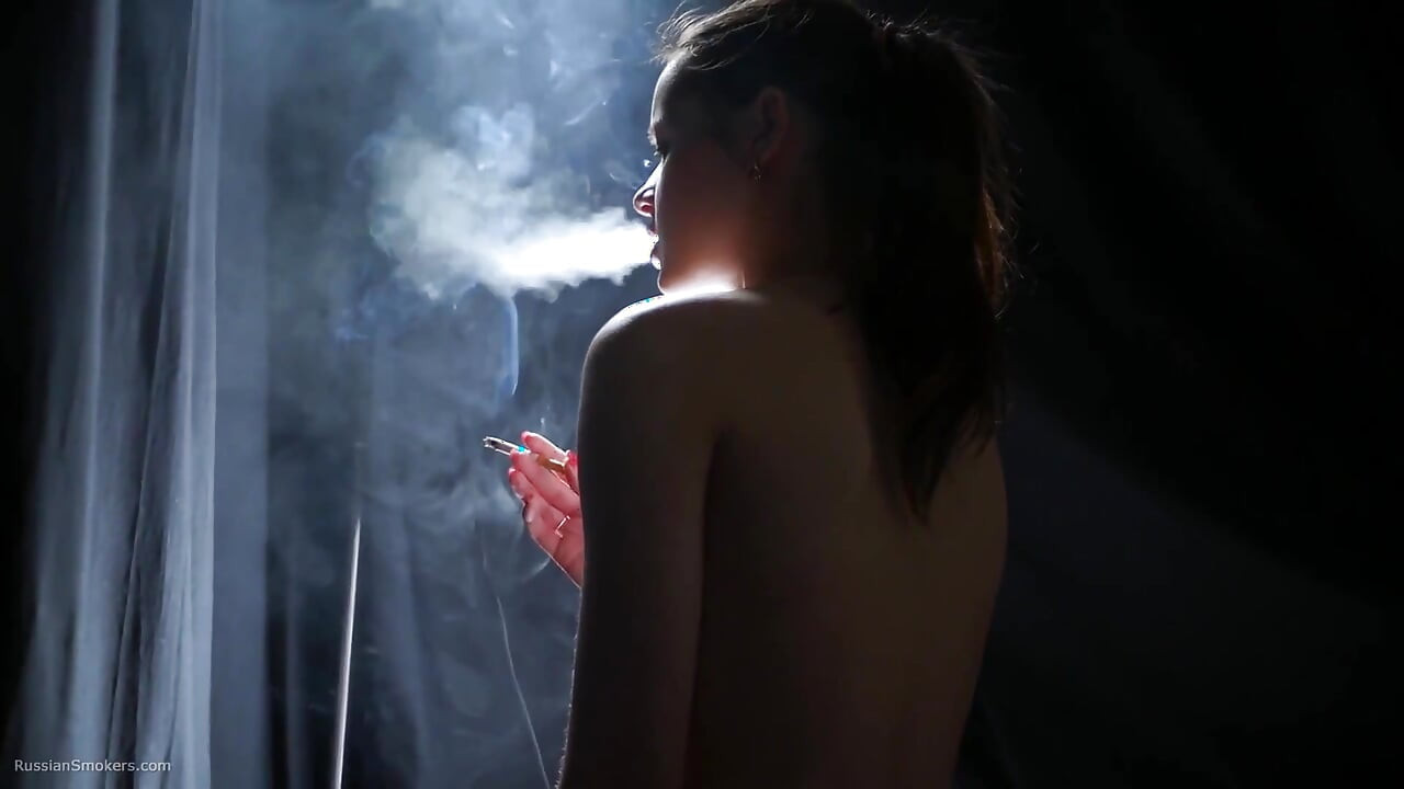 A Little Bit Naked Smoking Girl