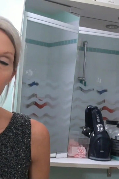 Classy milf Caroline Stines fucked by two guys