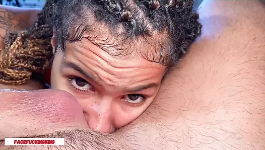 Misch Rennen 18 Jahre Alt, Schlampig, Halsfick, Blowjob & Gesichtsbesamung