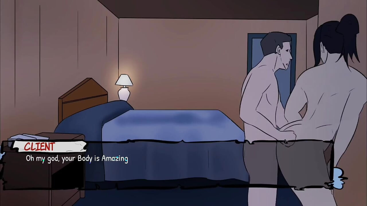 Sexy big boobs and big ass lady fucks her clients - gameplay