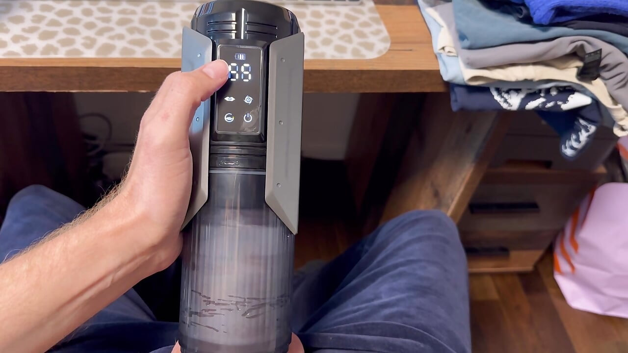 More important things to do during home office: playing with my big uncut cock vacuum pump automatic sex toy in front of camera