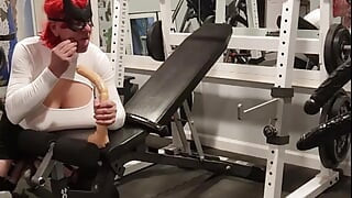 DeeDeeSlut69 in the Gym White Top sucking 2 Dicks