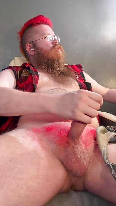 Long cock stroking and cum milking