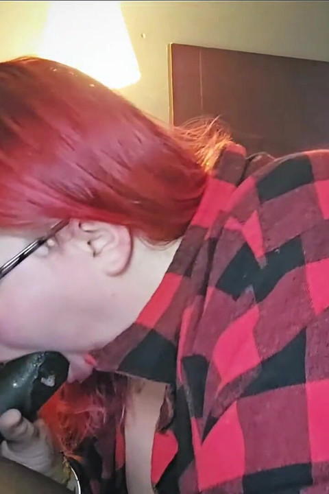 Redhead Aubrey Bigbabe304 Slobbers on a Big Fat Black Cock