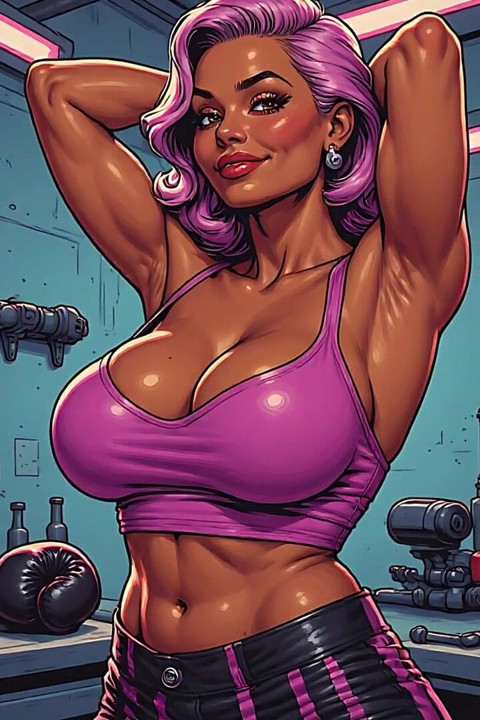 Beautiful Fit Pink-haired Babes Art