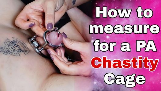 Como medir a castidade gaiola femdom guide rígido aço personalizado PA piercing bdsm dispositivo bondage milf real caseiro amador