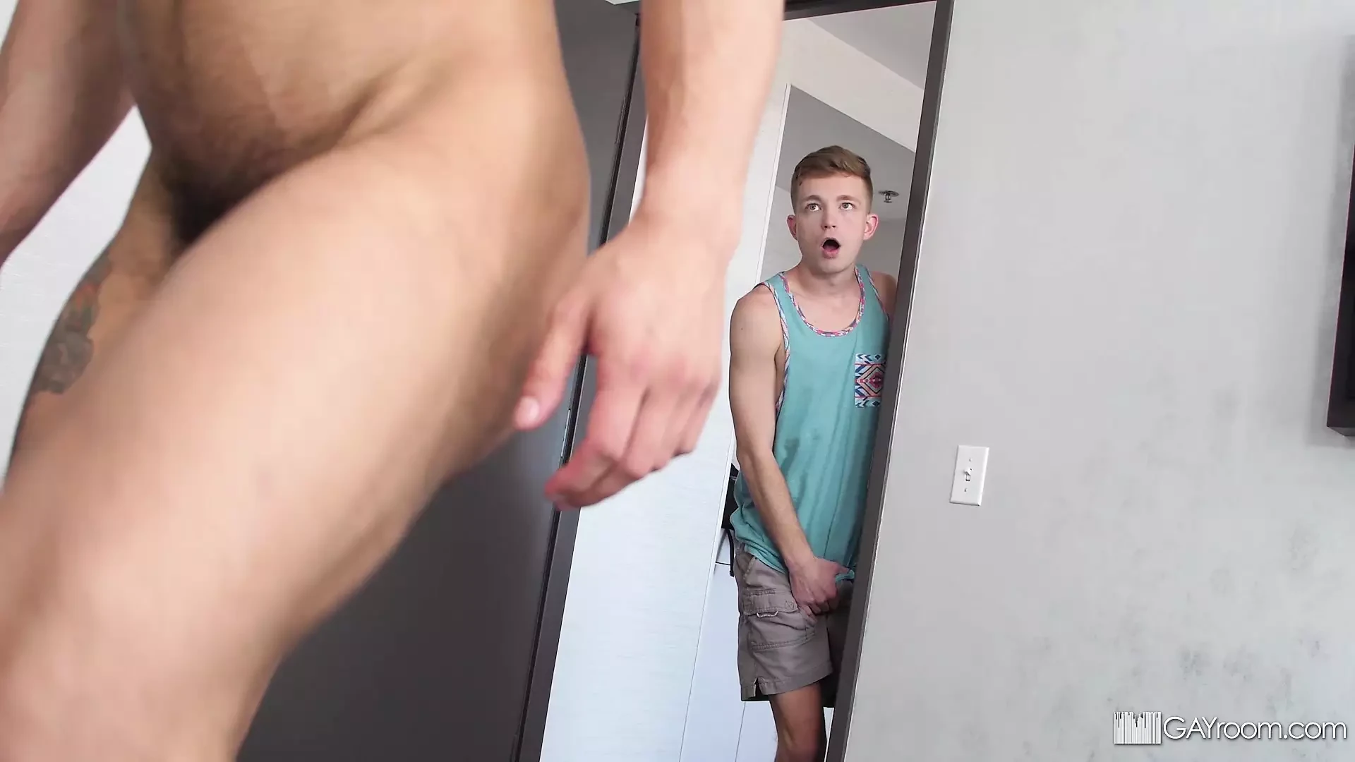 MANROYALE Twink Gets Caught Jerking Off To Roommates Hard Cock Feat 