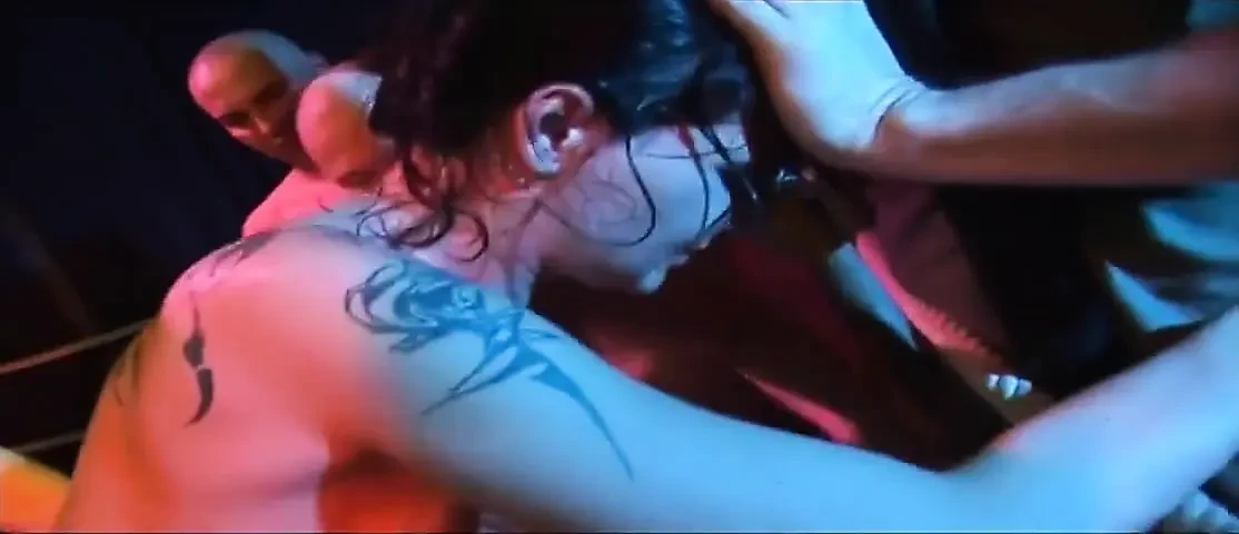 Mature Brunette Stretched Wide in Oily Gangbang Orgy