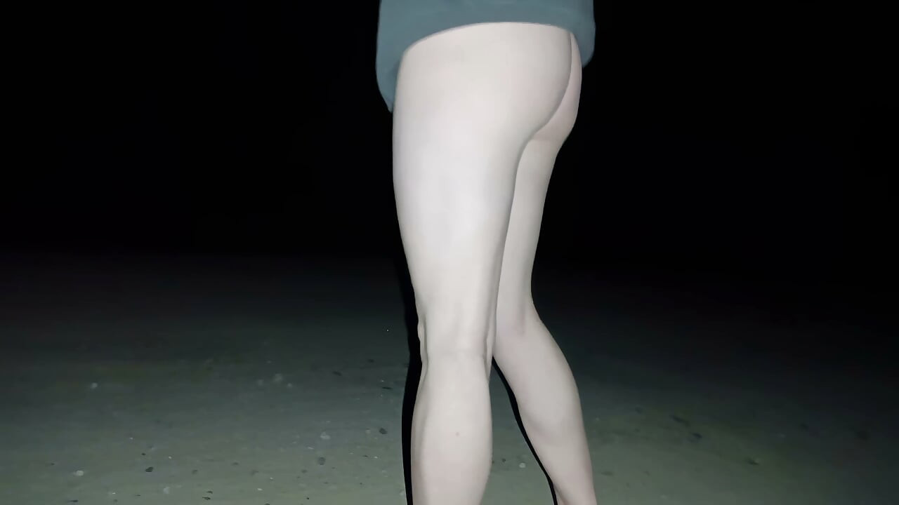 Night walk with bare ass and sex at home