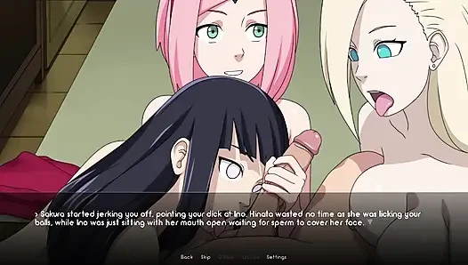 Naruto didominasi seks threesome ganas sama cewek hinata, ino & sakura di kamar