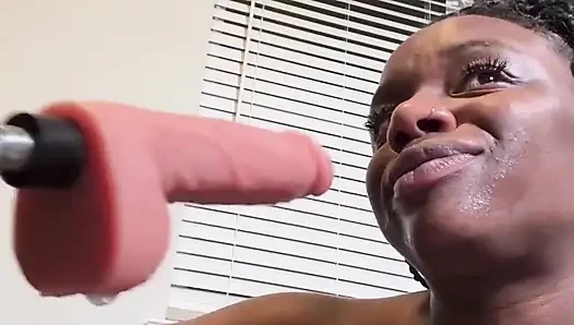 Ebony Fucks Throat and Squirt Uncontrollably