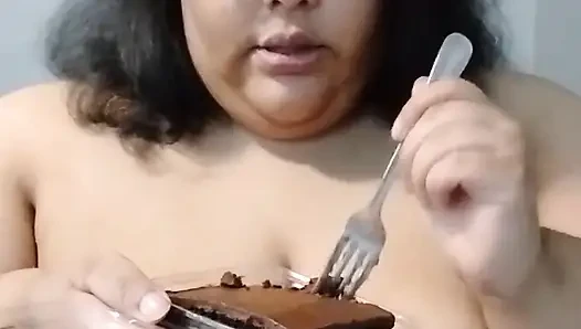 Stuffing My Face with Chocolate Cake