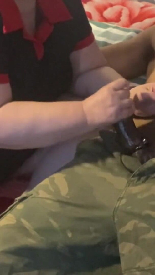 Gilf handjob BBC for cum load. | Clip 3